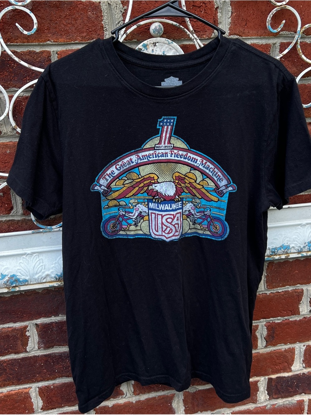 Harley Davidson Great American Freedom Machine Eagle Tee Large